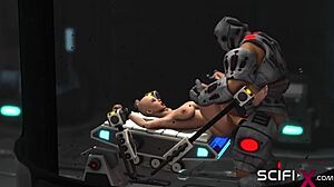 साइ-फाई साइबॉर्ग सेक्सी यंग 18+ हॉटी को लैब रेस्ट्रेंट्स में डोमिनेट करता है