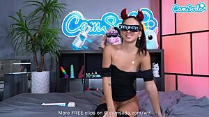 Cute teen spreads pussy and masturbates with wand 😍