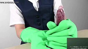 Intriguing Handjob Technique Using Latex Gloves