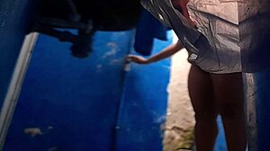 Mother-in-law with big ass masturbates in the shower.