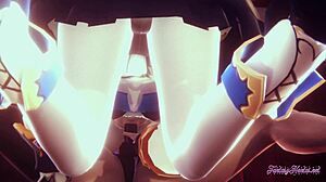 fischl performs cunnilingus on barbara with squirt in genshin yuri