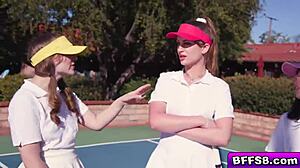 Besties Crave Tennis Stud For Wild Outdoor Fuck