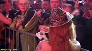 european milf undresses outdoors in flexible lesbian show with voyeur scandal