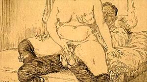 Vintage cartoon drawings from retro anime collection