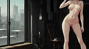 anime hentai girl gets a huge bukkake cumshot.