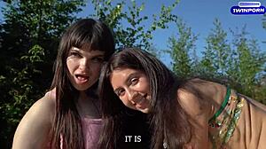 come on, join this unforgettable twister strip game in the forest with double blowjob challenge and sexy babes