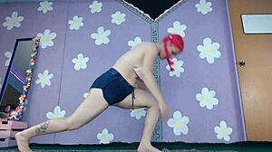 cute milf flashes pierced nipples in bikini yoga