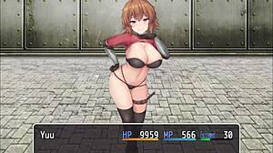 Orange Haired Girl Steps on Hero's Cock! Hentai Footjob!