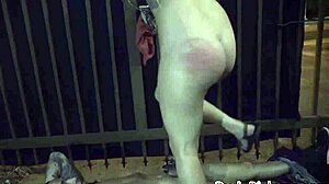 Stranded teen takes a rough pounding in the open air.