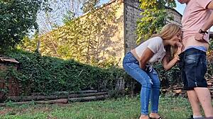 Oh man, I uh, got my neighbor sucking my dick deepthroat on my land like a latina milf amateur