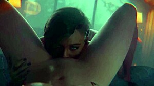 Two girls kissing and fondling each other in a 3D animated porn video