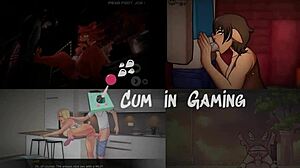 Sanji in hentai parody game swallows cum with Raven