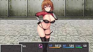 Orange Haired Girl Steps on Hero's Cock! Hentai Footjob!