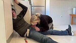 The wife says, suck my big cock in the kitchen