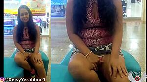 Latina flashing big ass at mall while masturbating