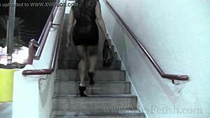 Jasmeen Lefleur walks teasingly in heels, showcasing her legs and feet