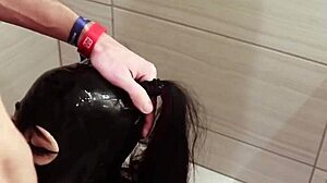 Turquoise Shower with Goth Slut, So Hot!