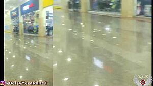 Latina flashing big ass at mall while masturbating