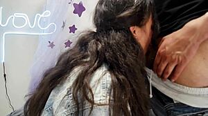 Curvy Latina girlfriend with big ass and long hair gets fucked hard in skirt!