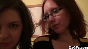 two teen lesbians in the bedroom play with a camera for dagfs