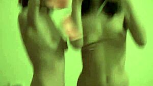 two teen lesbians in the bedroom play with a camera for dagfs