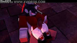 succubus gives rough thighjob in hentai 3d animation