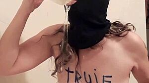 Female Slave Self-Humiliates with Uro Play