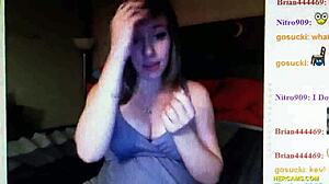 Pregnant webcam cutie teases with boobs.