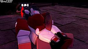 succubus gives rough thighjob in hentai 3d animation