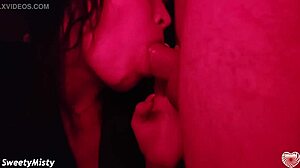 Sexy Brunette Gives Passionate Blowjob After Night Club, Ends With Cumshot