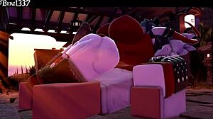 succubus gives rough thighjob in hentai 3d animation