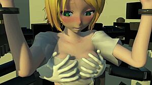 Rin Enjoys Massage Chair Fingering and Licking