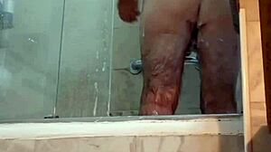 Naked gay action in a steamy public sauna