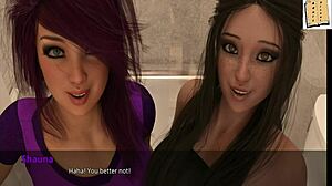 Jamie and Shauna flaunt new butt plugs in wild 3D action.