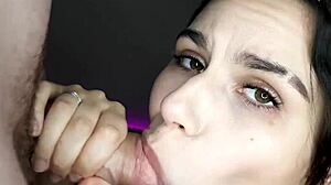 Brunette Teen Fucks Stranger and Gets Cum on Tits!