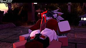 succubus gives rough thighjob in hentai 3d animation