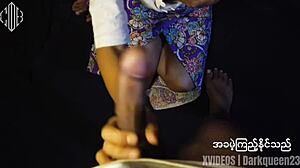 Young Asian Couple in Traditional Myanmar Attire Poses Intimately