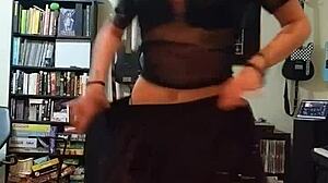 Black skirt and heels strip tease 😍