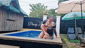 I made my horny Asian wife squirt in public pool!