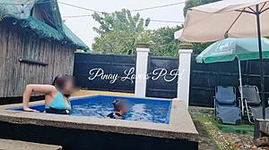 I made my horny Asian wife squirt in public pool!