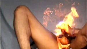 She gives handjob while fingering passionately