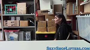 Little Shoplifter Teen Sucking and Riding Hard in Shop