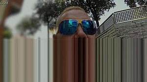 He negotiates a semi-public blowjob with big tits babe, then takes her to apartment for passionate pounding on monster cock.