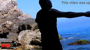 crazy beach threesome with two hot cute brunettes. they're skinny babes riding cowgirl and bending over for fun.