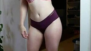 Sexy Brunette Teases In Underwear Dance