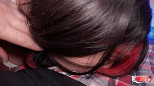 Stepsister shows how my girlfriend should suck me off