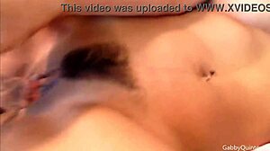 Latina gabby quinteros stuffs her big clit with a glass toy.