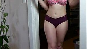 Sexy Brunette Teases In Underwear Dance