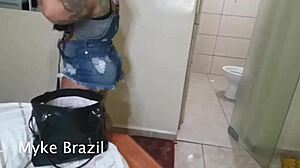 Tattooed hot mommy gives two big cocks blowjobs and sucks them really well, anal included.