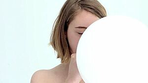 Young Babe Blows And Pops Her First Balloon Like A Pro 😍